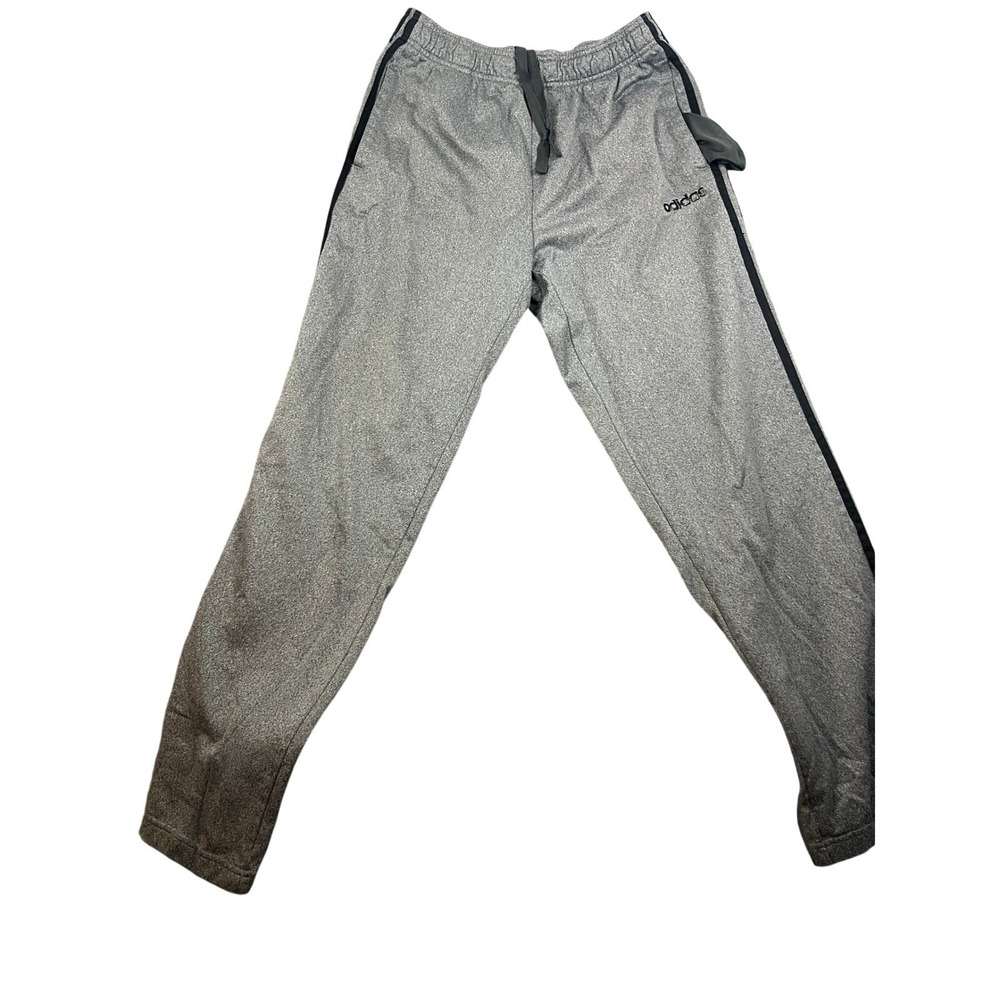 Adidas Gray Athletic Jogger Pants Mens Size Large‎ Side Stripe Drawstring